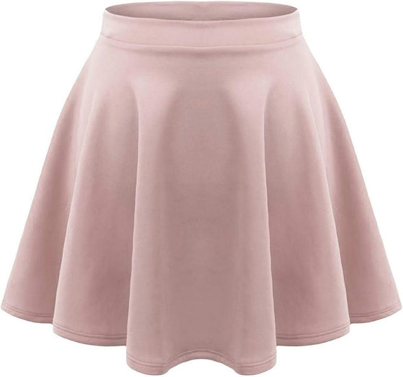 janisramone Kids Girls Children New Plain Flippy Flared High Waistband Stretch Short Mini Skater Skirts