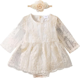 IBTOM CASTLE Baby Girl Summer Clothes Boho Lace Romper Dress Ruffle Embroidered Bodysuits Backless One Piece Jumpsuit Infant Coming Home Onesie Ist Birthday Cake Smash Photoshoot Outfit 3-6 Months