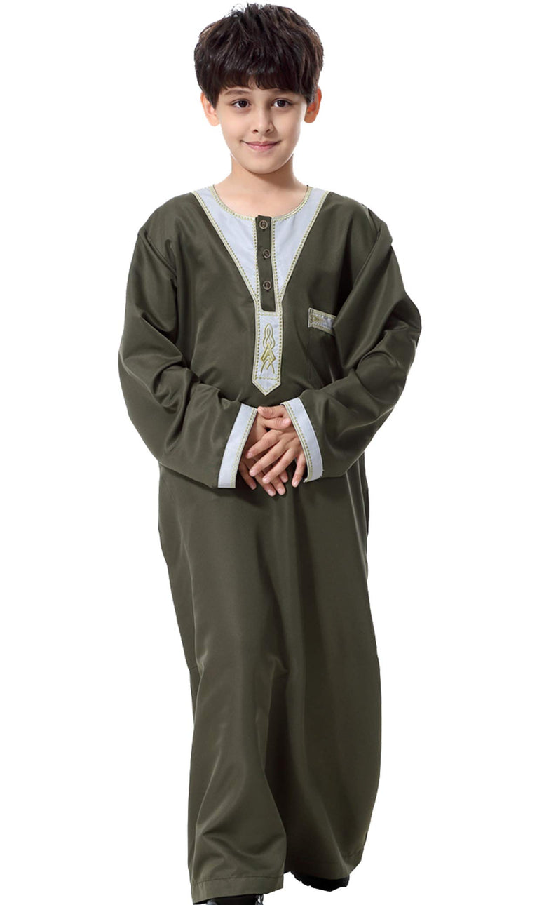 GladThink Boy's Muslim Thobe Long Sleeves