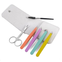 Tweezers Set, 6pcs Professional Stainless Steel Tweezers, Eyebrow Tweezers Set with Case for Facial Hair Ingrown Hair, Daily Beauty Tool, Multicolor