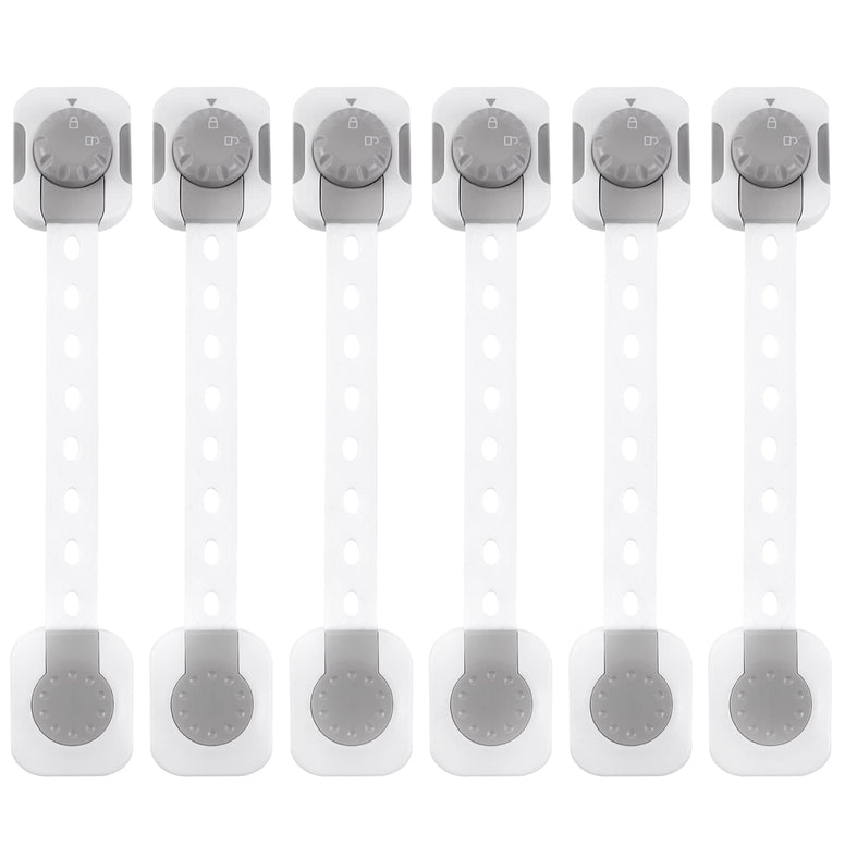 Sky-Touch Baby Safety Lock，Child Safety Locks，Multi-Functional Adjustable Double Button Baby Anti-Clip Latch System For Cabinets, Drawers, Fridge, Closet Doors Etc（Pack Of 6）