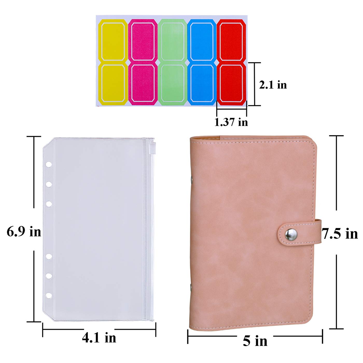 Antner A6 Budget Binder with Zipper Envelopes for Budgeting, Money Organizer for Cash, Budget Planner with Cash Envelopes, Money Saving Binder with Labels, Pink