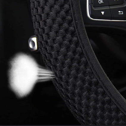 ULHYC Car Steering Wheel Cover, Elastic Stretch Breathable Microfiber Ice Silk, Anti-Slip, Warm in Winter and Cool in Summer Steering Wheel Universal 36-38CM, Fit Most of Cars, Black