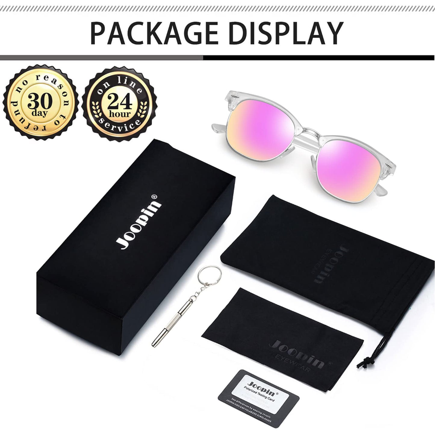 Joopin Polarized Semi Rimless Sunglasses Men Women, Classic Half Frame Sun Glasses UV Protection