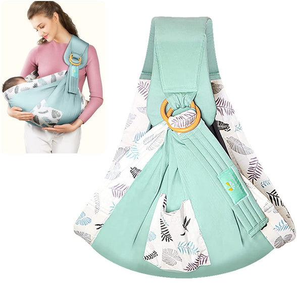 Baby Carrier All In 1, Newborn Sling, Adjustable Nursing Pouch, Safe Skin Friendly, Soft and Breathable, with Sturdy Loop, Easy To Use, Won't Fall Off, Suitable for Newborns and Babies, Green