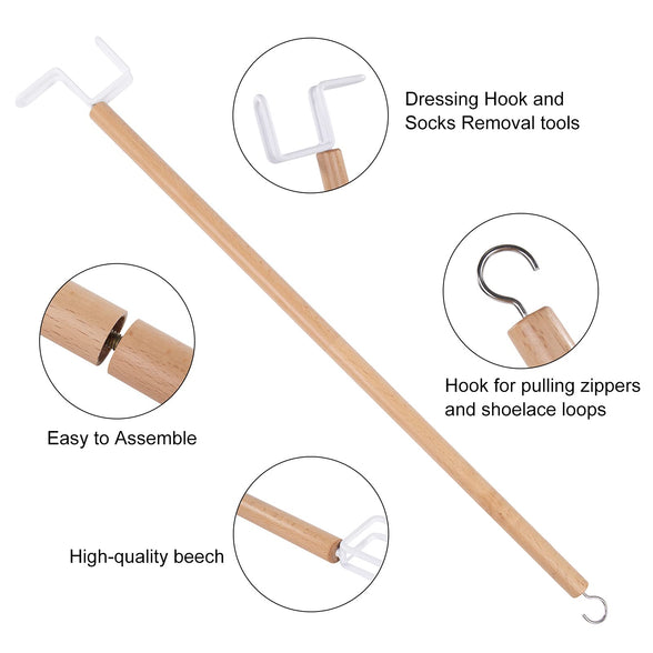 27" Dressing Stick, Sock Remover Tool, Independent Living Aid, Dressing Aids for Shoes, Socks, Shirts, and Pants