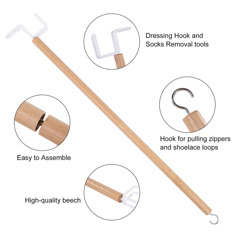 27" Dressing Stick, Sock Remover Tool, Independent Living Aid, Dressing Aids for Shoes, Socks, Shirts, and Pants