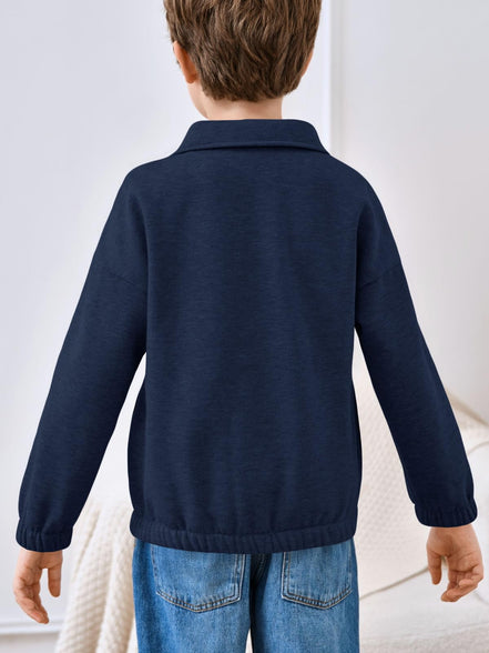 Haloumoning Boys Fleece Sweatshirt Half Zip Pullover Long Sleeve Stand Collar Fashion Tops 5-14 Years