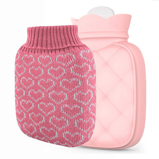 Hot Water Bottle Heating Silicone Bag with Knit Cover, KASTWAVE Microwave Hot & Cold Therapies Pain, Warm Hands, Soft Environment-friendly Material, Can Frigerator Freezing, Ssential for Family Life