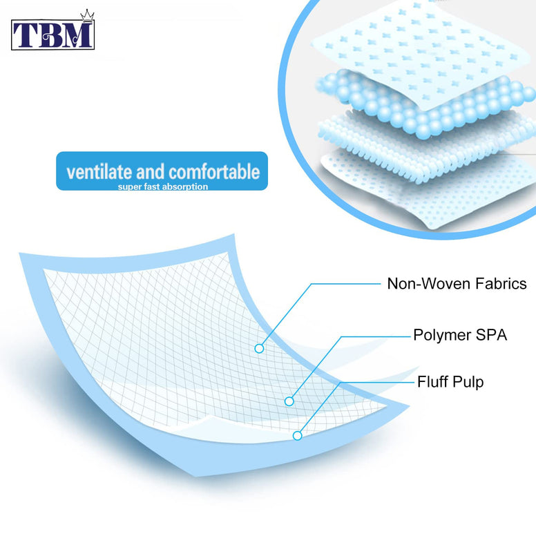 TBM 10 x Incontinence Pads 60x90 cm Disposable Bed Pads for Adults Children Incontinence Bed Pads Absorbent Bed Protectors for Incontinence