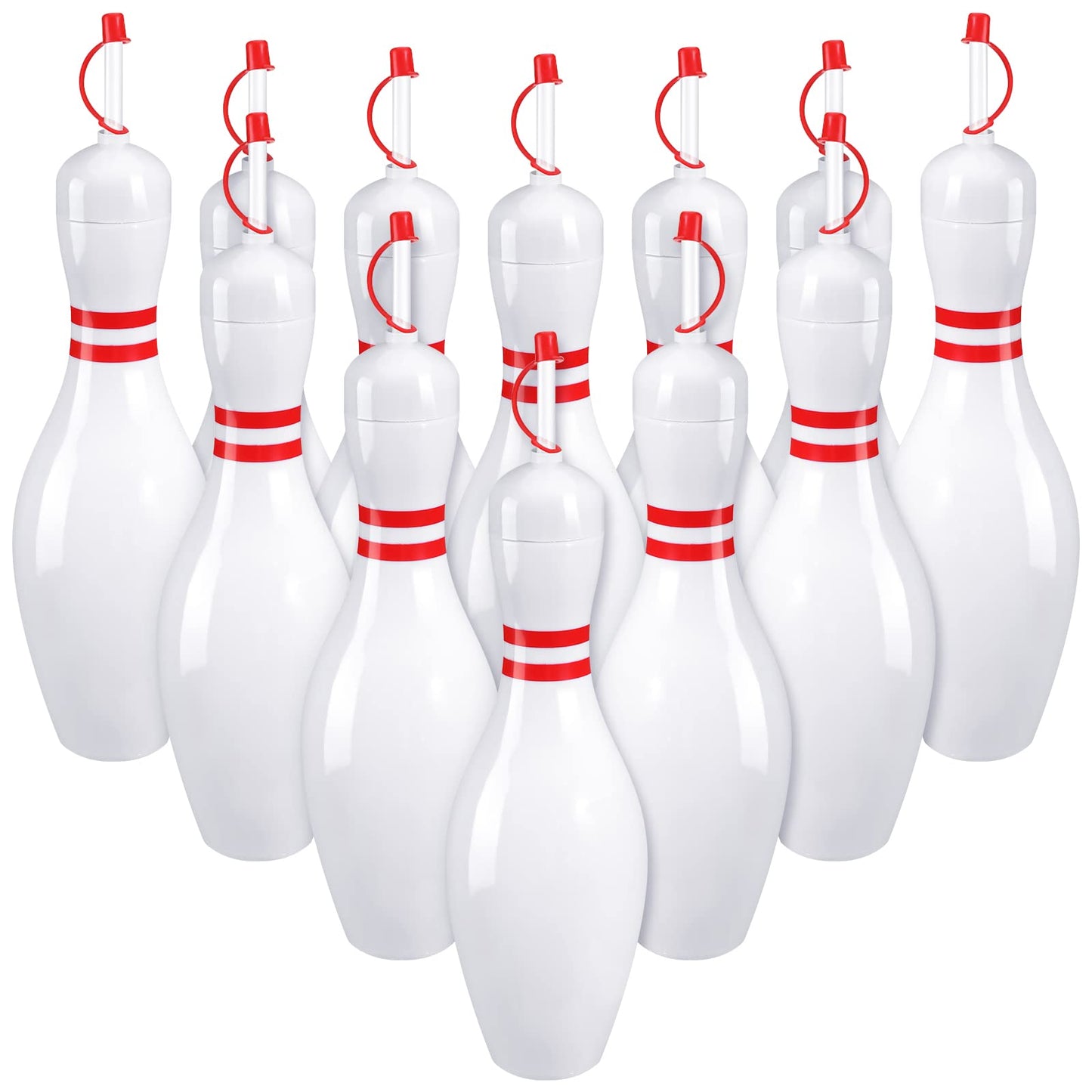 Bowling Pin Water Bottles with Straws and Lids 25 oz Plastic Reusable Bowling Pin Cups Bowling Party Favors for Kids Birthday Sports Competition Bowling Fans Players Party Drinking Decoration (24)