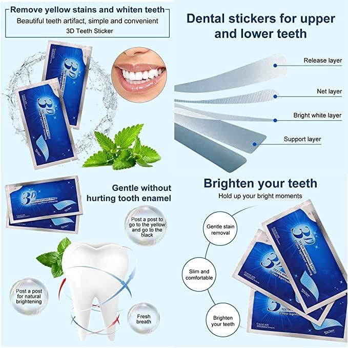 CMRT Unleash Your Dazzling Smile: 14 Whitening Strips | Peroxide-Free & Enamel-Friendly | Achieve Stunning 3D Whitening | Banish Stains from Coffee, Tea, Soda, Smoking, and More (7 Treatments)