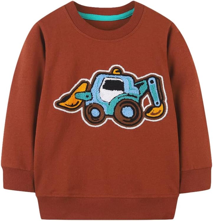 Toddler Boy's Cotton Crewneck Sweatshirt Long Sleeve Casual Pullover Shirts