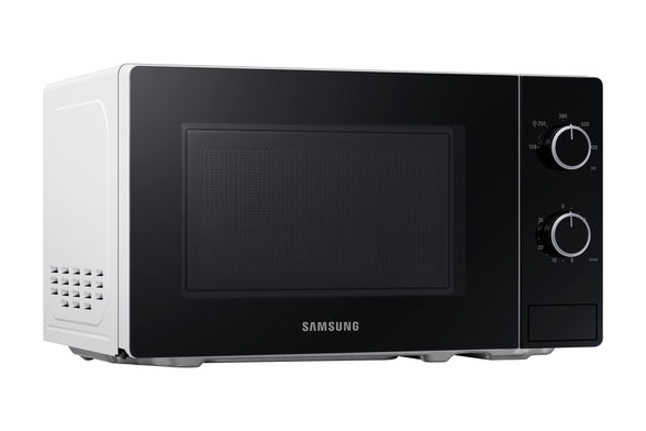 Samsung Solo Microwave Oven with Full Glass Door, 20L, White, Dual Dial, MS20A3010AH/SG, 1 Year Warranty