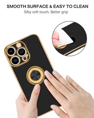 BENTOBEN iPhone 14 Pro Max Case, Slim Lightweight 360° Ring Holder Kickstand Support Car Mount Shockproof Women Men Non-Slip Protective Case for iPhone 14 Pro Max 6.7", Black/Gold