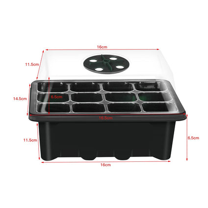 10 Set Seed Trays Seedling Starter Tray (12 Cells per Tray) with Adjustable Dome Lids and Base Plus Plant Tags Hand Tool Kit