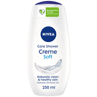 NIVEA Shower Gel Body Wash, Cleansing Creme Soft Almond Oil Mild Scent, 250ml