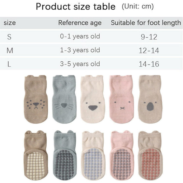 (5 Pairs- Size S/M) Unisex Baby Non Slip Grip Toddler Socks,T Tersely Breathable Infant Ankle Socks with Grips For Baby Boys Girls for 0-1/1-3 Years
