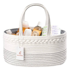 luxury little Baby Diaper Caddy Organizer - Rope Nursery Storage Bin for Boys and Girls - Large