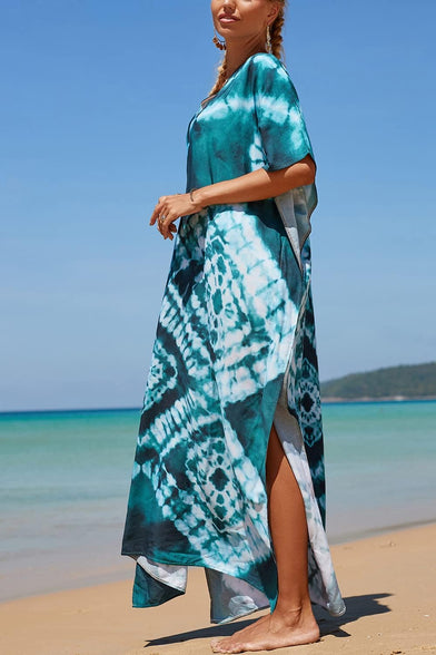 YouKD Summer Long Kaftan Bohemian Loungewear Beach Swimsuit Cover Up Maxi Dress for Women