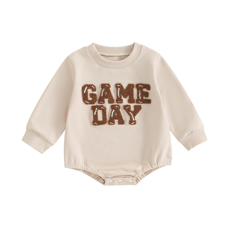 DNOMAID YZARC Infant Baby Girl Boy Football Sweatshirt Romper Funny Game Day Long Sleeve One Piece Bodysuit Top Fall Clothes