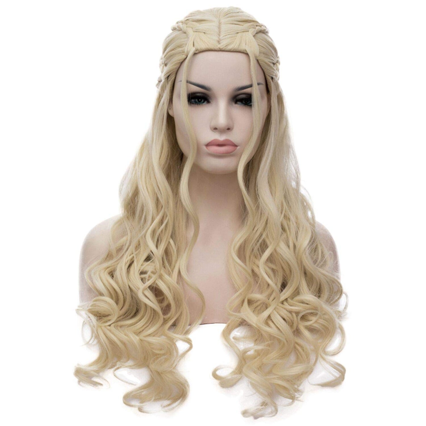 Bopocoko Game of Thrones Wigs Fluffy Cosplay Wig Daenerys Targaryen Long Curly Blonde Hair Wigs for Women Halloween A-BU121