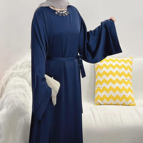 IMEKIS Women Muslim Abaya Long Sleeve Maxi Dress Loose Full Cover East Arabian Robe Dubai Islamic Dubai Prayer Clothes