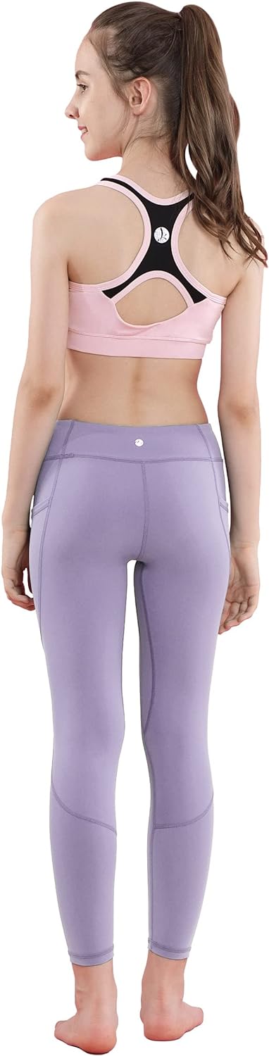 Willit Girls' Athletic Leggings Youth Kid's Dance Running Yoga Leggings Pants Active Compression Tights with Pockets