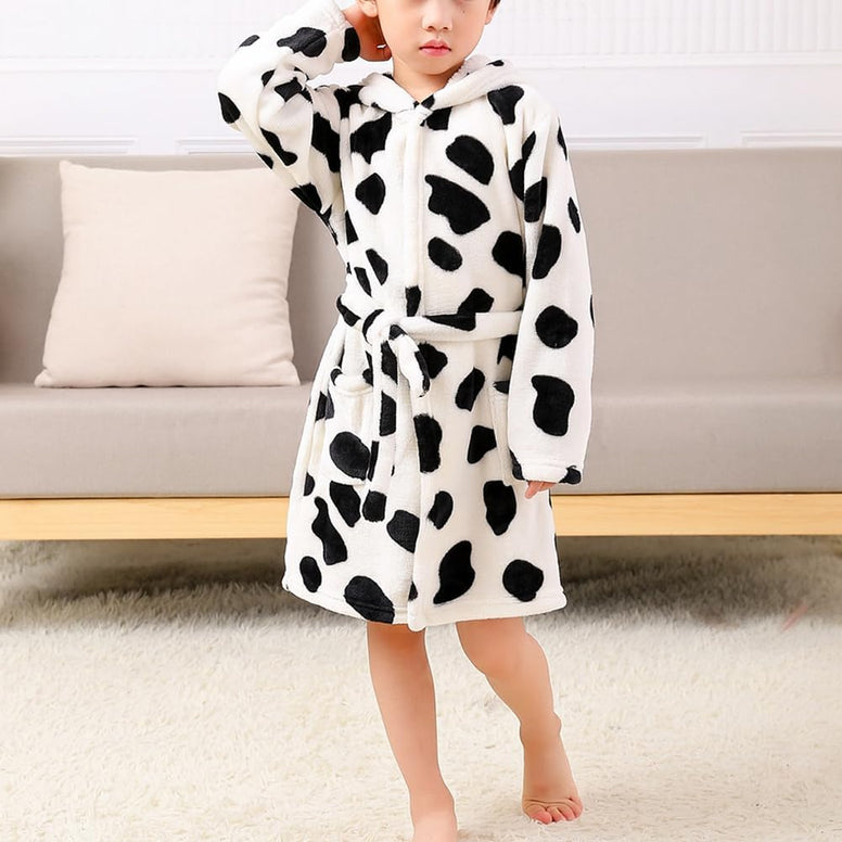 YOLIA Unisex Kids Robes Cute Hooded Sleepwear Soft Fleece Bathrobes Housecoat Gowns 110/3T