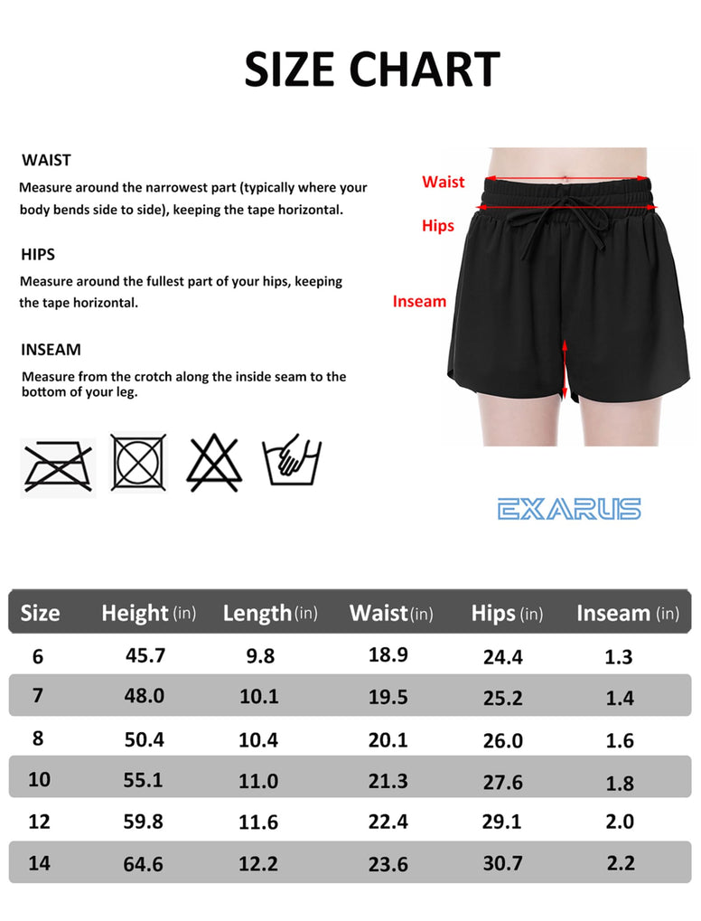 EXARUS Girls Flowy Butterfly Shorts Athletic 2 in 1 Running Skirt Shorts Cheer Tennis Dance Preppy Kids Clothes 6-14Y