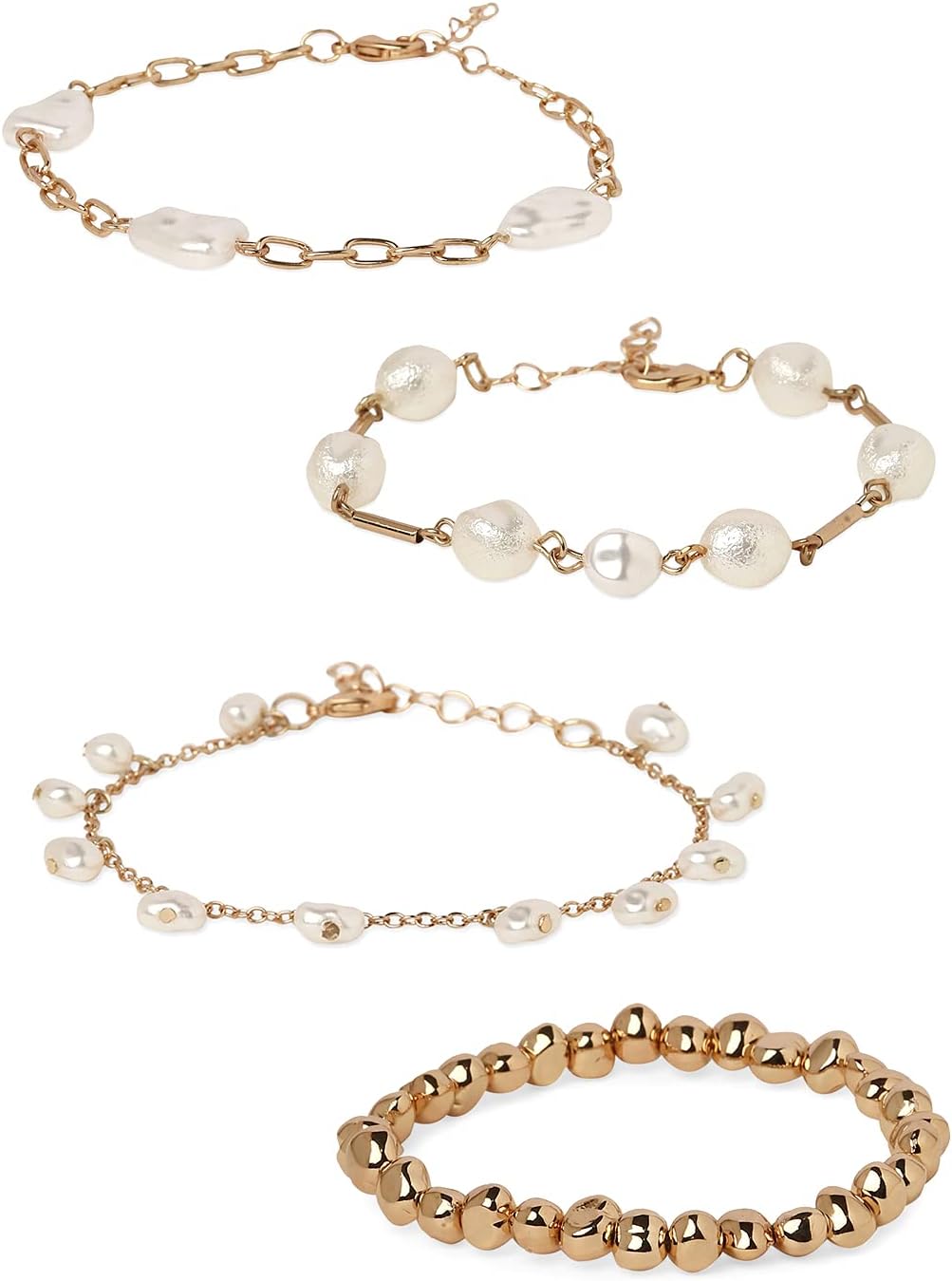 ZAVERI PEARLS Gold Tone Set of 4 Contemporary Bracelets-ZPFK10870