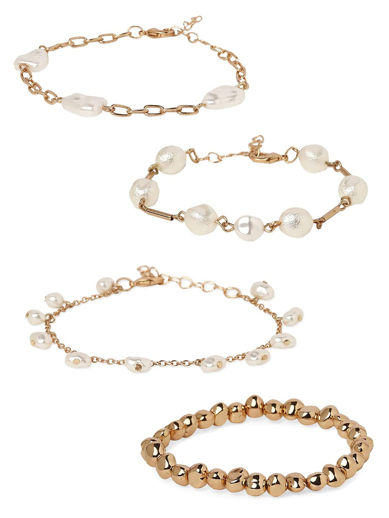 ZAVERI PEARLS Gold Tone Set of 4 Contemporary Bracelets-ZPFK10870