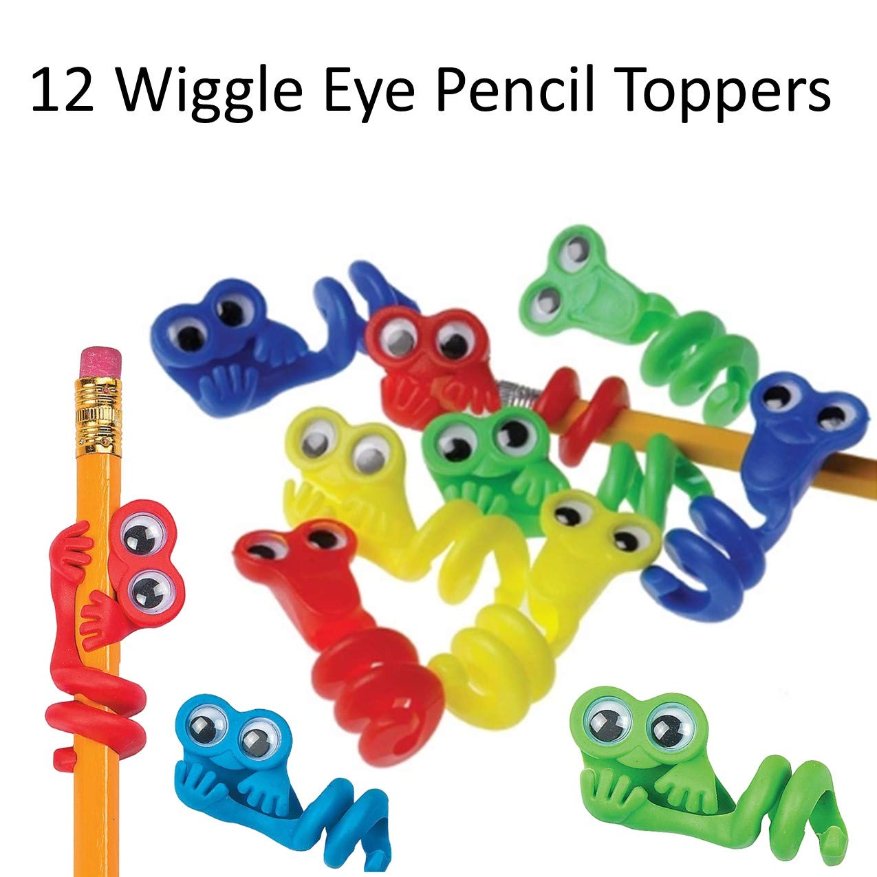 36 pc Fun Fidgets & Gadgets Pencil Toppers (12 Cute Wiggle Eyes, 12 Sensory Hedge Balls, & 12 Nuts, Bolts & Screws Pencil Toppers)