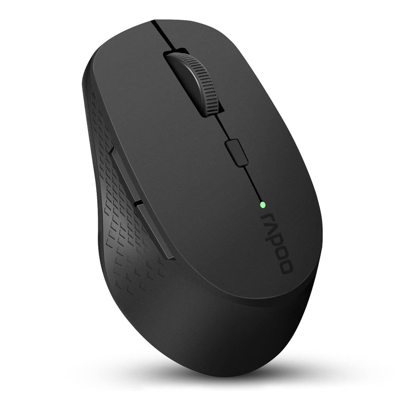 Rapoo Multi-Device Bluetooth Mouse, Silent Wireless Mice, 4 Adjustable DPI, Support up to 3 Devices, Portable Optical Mice with Ergonomic Design, for Laptop Windows PC Tablet, Matte Black