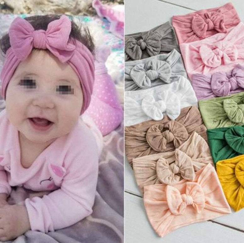 QUUPY 6 Pcs Baby Girls Bowknot Headbands Elastic Soft Hairbands Headband Head Wraps Stretch Hair Band Hair Styling Accessories For Newborn Infant Toddler Baby Girls (Color Random)