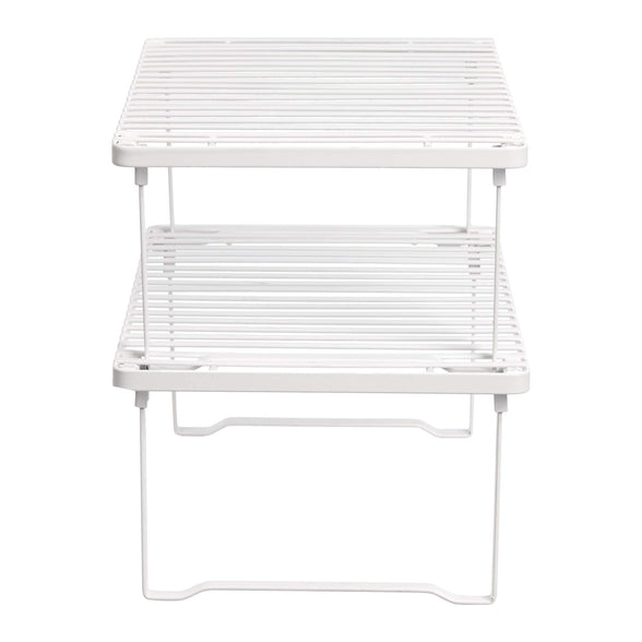 Stackable Metal Kitchen Storage Shelves, Set of 2 - White