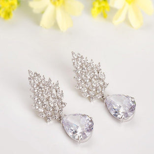 Yellow Chimes Crystals from Swarovski Diamond Sparkling Silver Earrings For Women and Girls