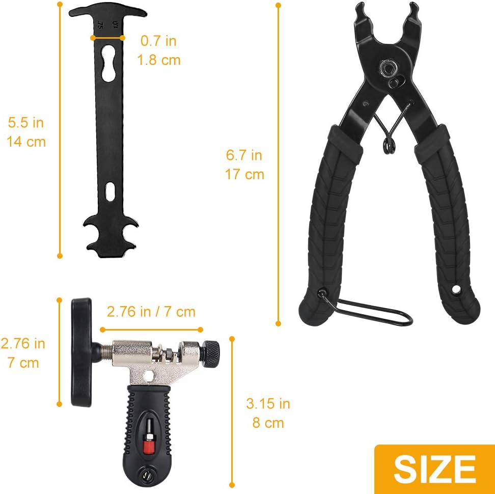 WOTOW Bicycle Chain Repair Tool Kit, Cycling Bike Master Link Pliers Remover & Chain Breaker Splitter Cutter & Chain Wear Indicator Checker & Reusable Missing Connector for 6/7/8/9/10 Speed Chain