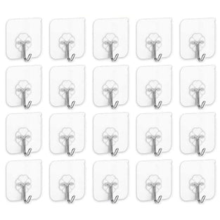 Sky-Touch Adhesive Hooks Heavy Duty Wall Hooks 20Pack 8Kg Max, Self Adhesive Hook