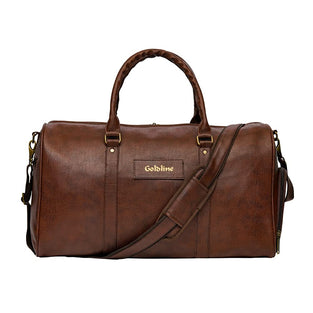 GOLDLINE Leather Duffle Bag for Travel Men Women- 50L - Brown, Brown, M, Luggage