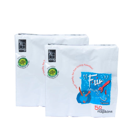 Fun Promopack 2-Ply Paper Napkin Tissue Paper 40X40Cm, White, Pack Of 50 X 2