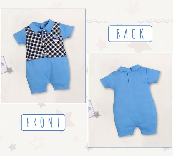 BABY GO 100% Pure Cotton Half Sleeves Casual Romper/Jumpsuit for Baby Boys 6-9M