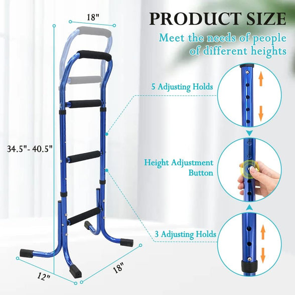 Stand Assist Walking Cane Sticks for Seniors Balance Mobility Daily Living Aids with 4 Prong Elderly Toilet Bars to Help Get Up Adjustable Couch Chairs Standing Support for Adults, Women, Men