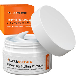 Hair Styling Thickening Pomade - Matte Medium Hold - Hair Growth Ingredients Biotin, Saw Palmetto, Caffeine, Green Tea, Aloe Vera, Niacinamide - Easy To Wash Out - All Day Hold For All Hairstyles
