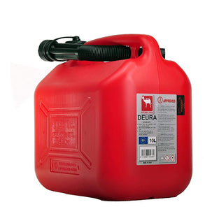 Deura Plastic Fuel Jerry Can, 10 Liter Capacity, Red Color