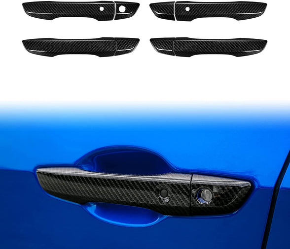 SYOSI Car Door Handle, Carbon Fiber Pattern, Left-hand Drive Handle, for 10th Gen Civic Carbon Fiber Style Door Handle Cover, for Honda Civic, Abs Black