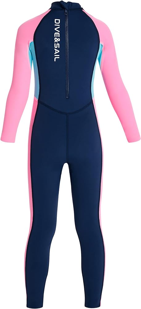 Happy Cherry Kids Wetsuits Girls Boys Neoprene Thermal Warm One Piece Swimsuit Long Sleeve UV Protection Back Zipper Rash Guard Diving Swimming Surfing 3-12 Years