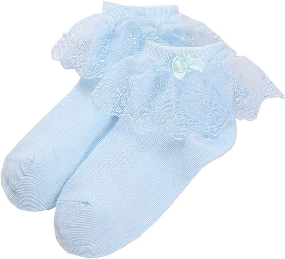 Xiyadun 4 Pack Toddler/Kids Girls Cotton Lace Socks Princess Dressy Socks(2-10T)