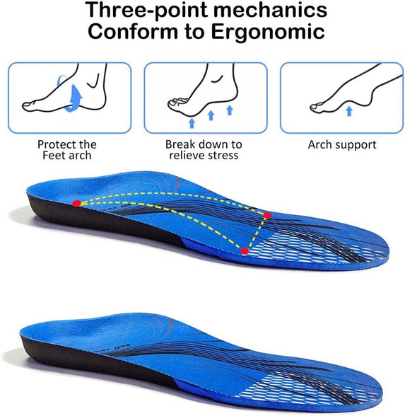 Orthotic Insoles Arch Support, Soft Plantar Fasciitis Insoles, Full-Length Shock Absorption Cushioning Function Inserts for Flat Feet, Heel Spurs Foot Pain, overpronation for Men Women（M 42-44）