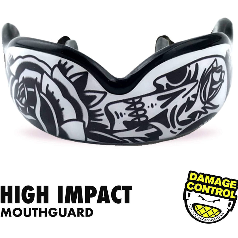 DAMAGE CONTROL High Impact Mouth Guard, Mouthguards for Sports, Boxing, Roller Derby, Hockey, Lacrosse Mouth Guard, Mouth Guards with Ultra Fit and Protection Against Shock (Black, Adult)